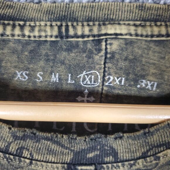 Affliction Dead Or Alive Shirt Men's XL Brown Copper Crewneck Beaded Rockabilly - Picture 4 of 12